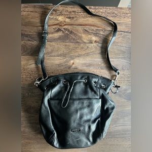 Coach black leather crossbody bag